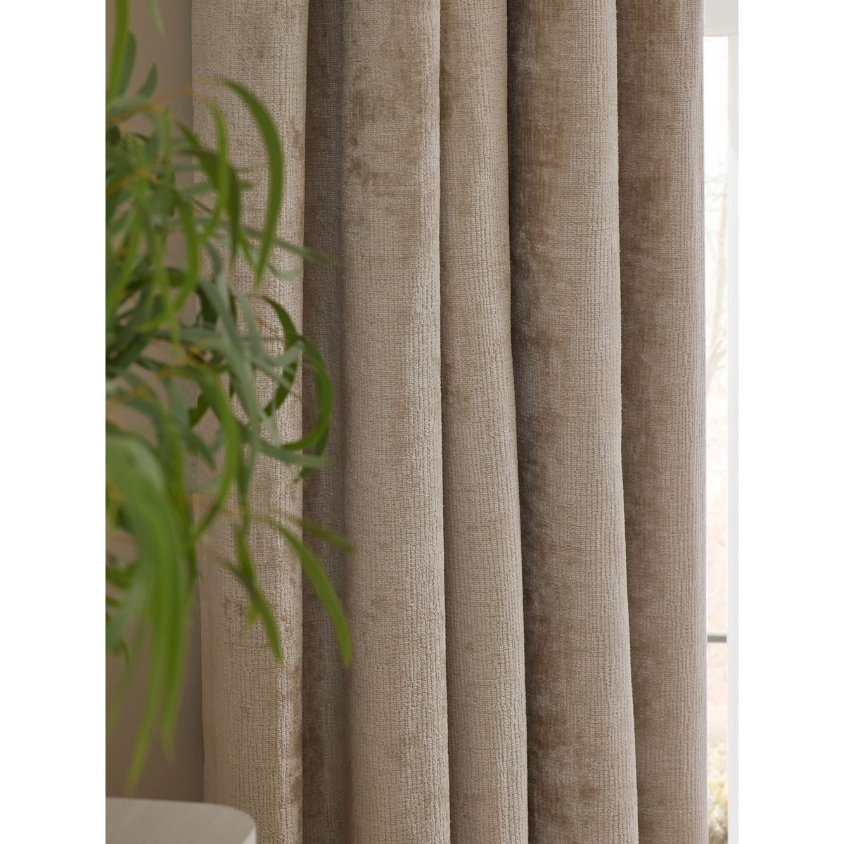 Rideaux en chenille pelucheuse à œillets naturel, NEXT