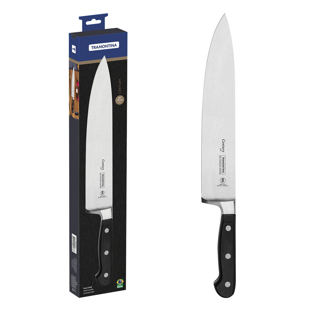 Faca Chef Century 10", Tramontina preto , TRAMONTINA