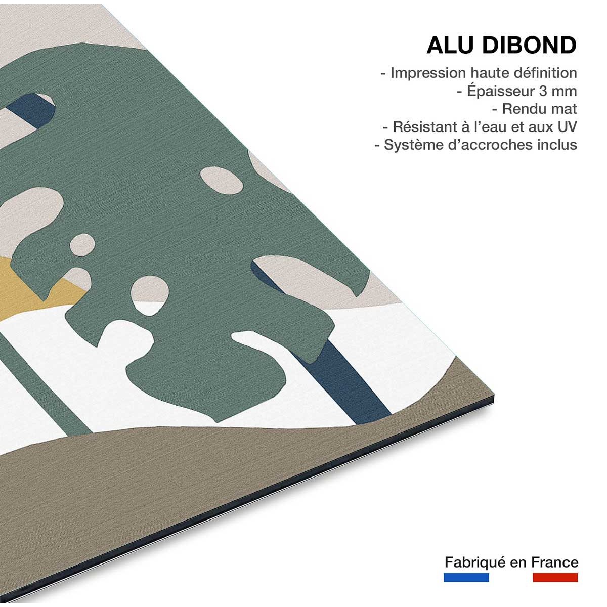 Tableau Monstera effet tissé tableau alu dibond, HEXOA