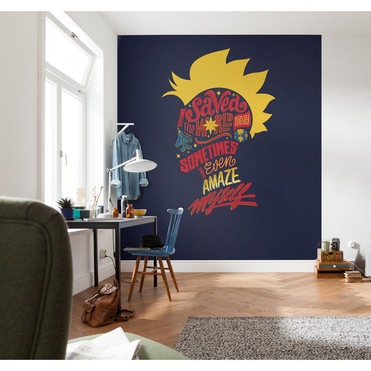 Papier peint Komar - Captain Marvel saves the World - 250 x 280 cm multicolore, HEXOA
