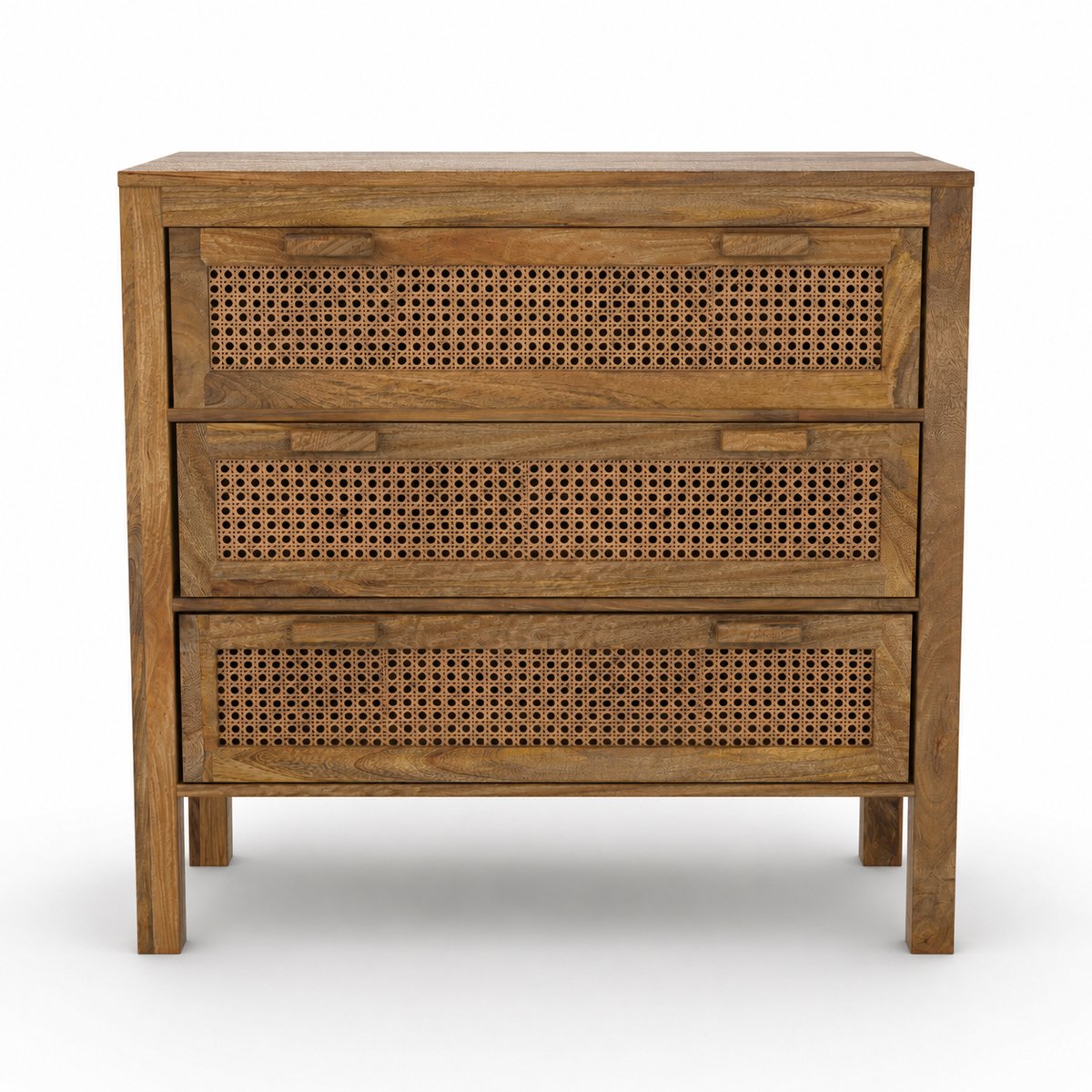 Commode en bois de manguier et cannages 3 tiroirs - TIKI bois clair, MAISON PAVANE