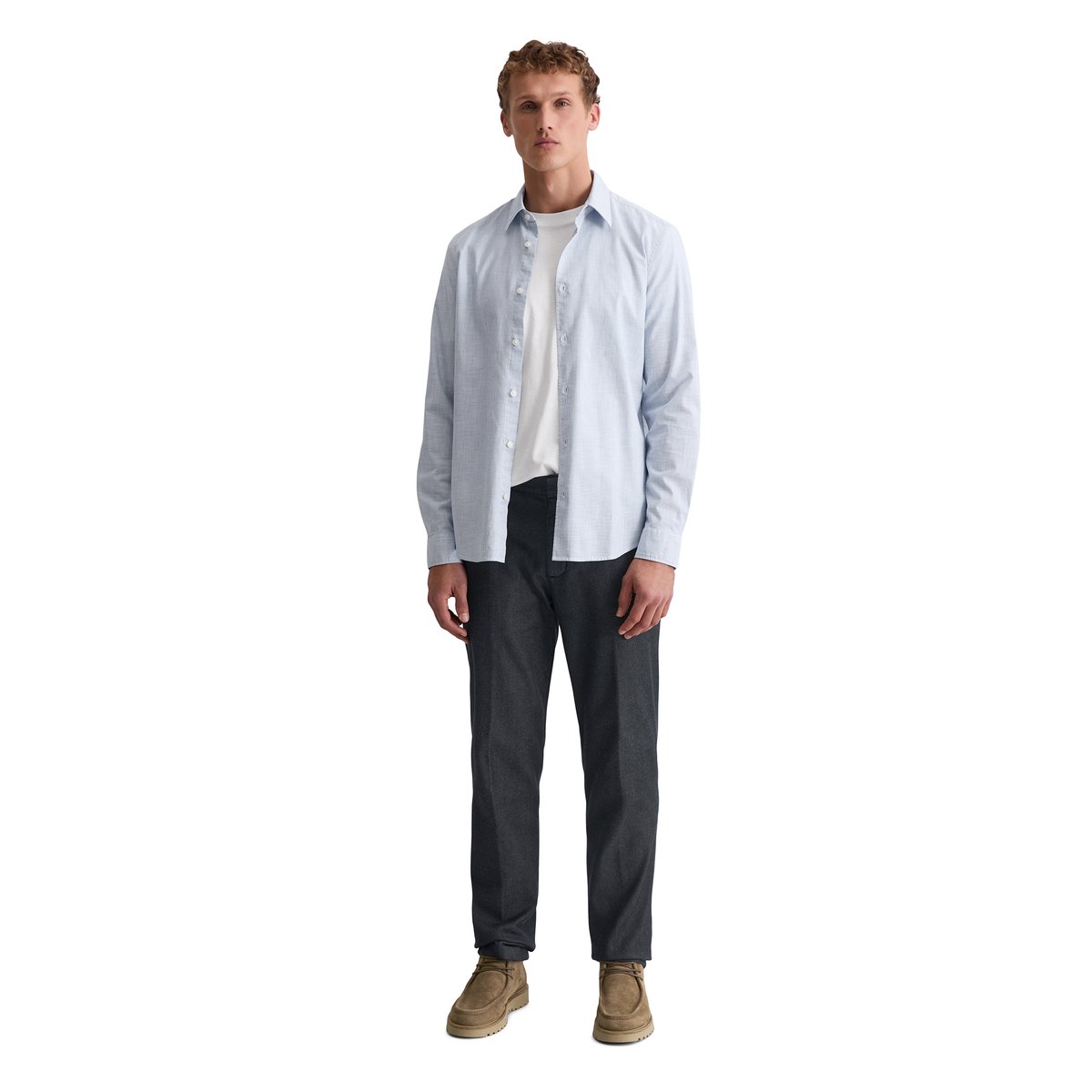 Chemise shaped en coton bio finement rayé bleu clair, MARC O'POLO