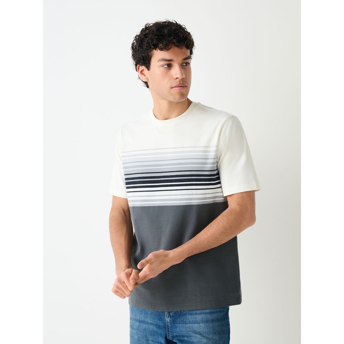 T-shirt block monochrome noir, gris, blanc, NEXT