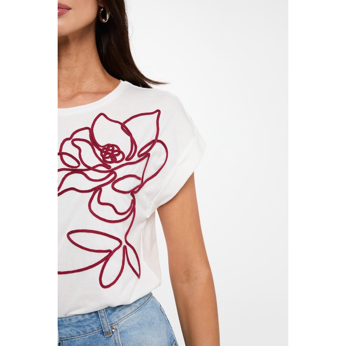 T-shirt brodé blanc, MORGAN