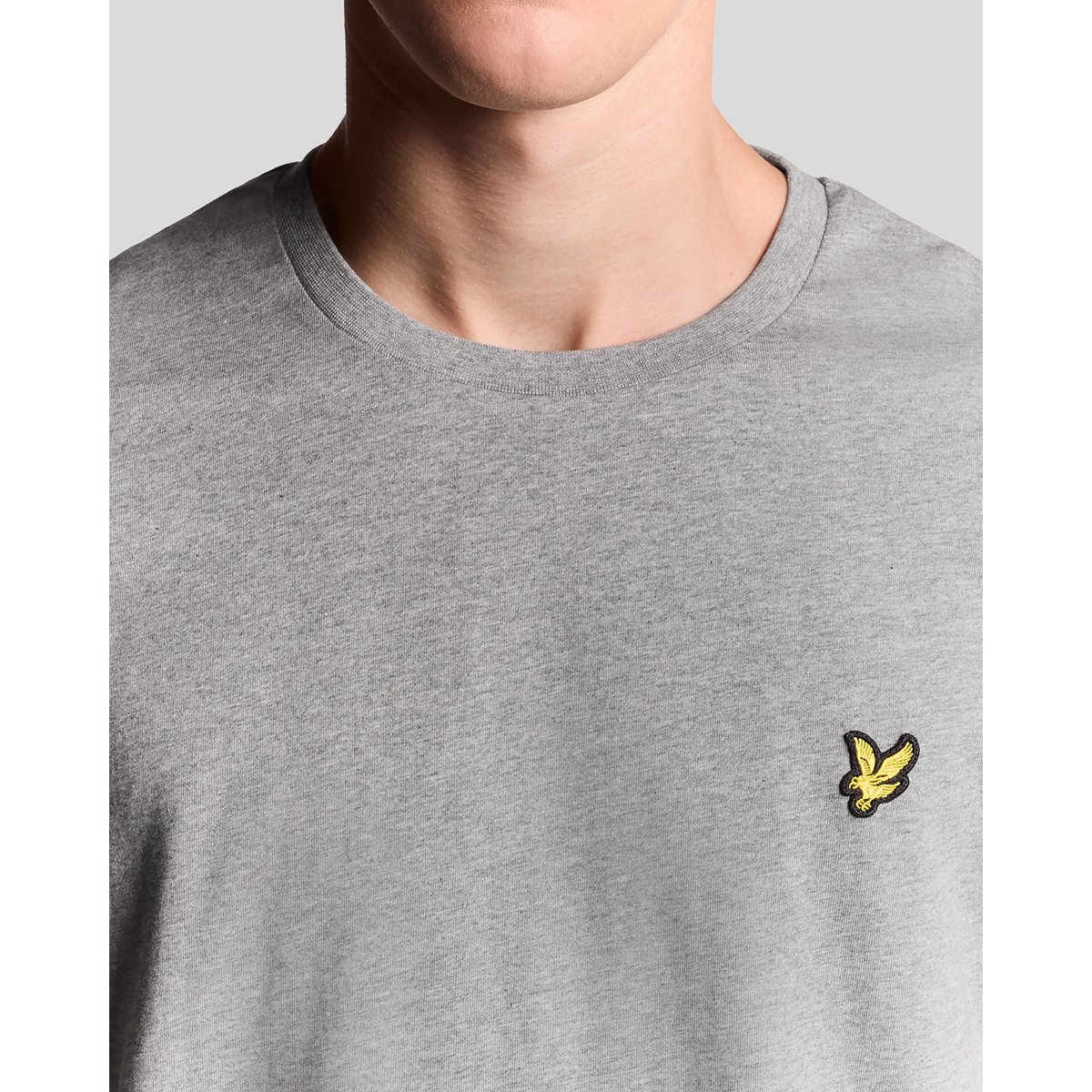 T-shirt en coton col rond gris moyen chiné, LYLE & SCOTT