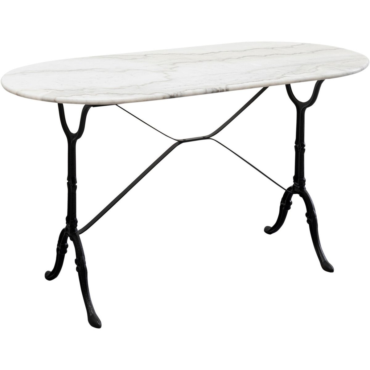 Table ovale en marbre et acier, BISTROT noir et blanc, KARE DESIGN