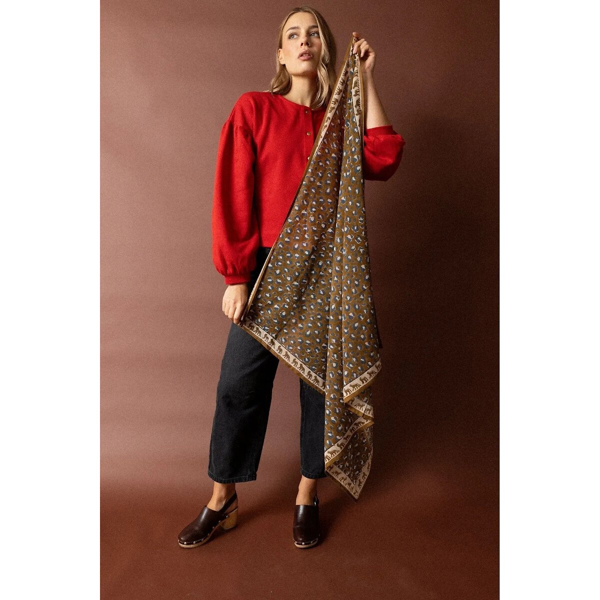 Grand foulard imprimé léopard, DUPATTA imprimé léopard, APACHES COLLECTIONS