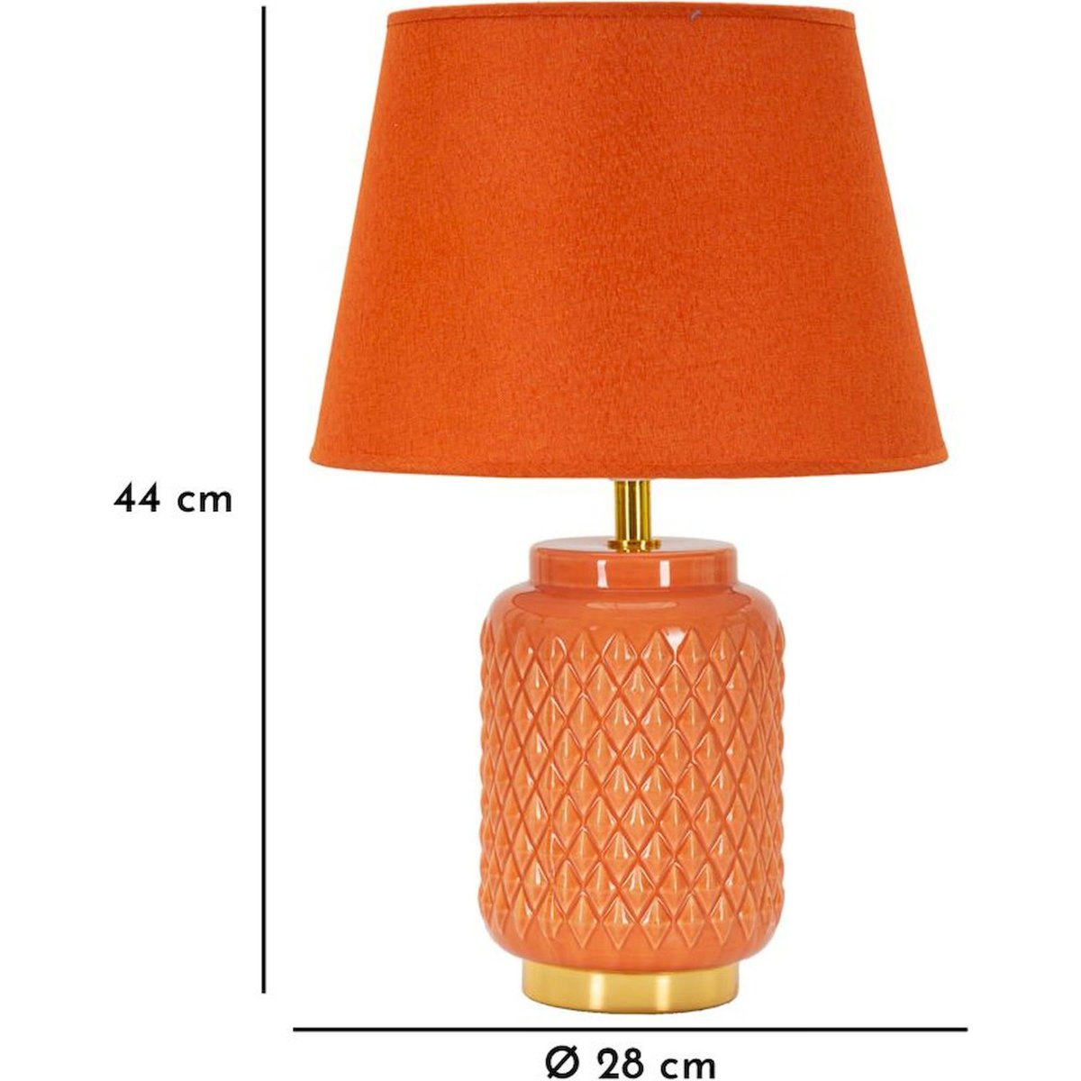Lampe à poser céramique relief abat-jour lin orange, RECOLLECTION