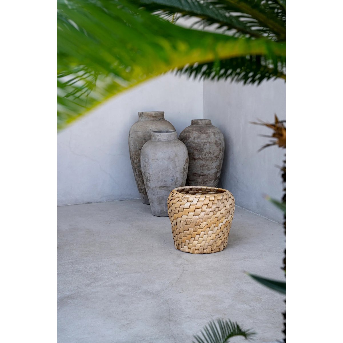 Panier en feuille de bananier CHIDI beige, BAZAR BIZAR