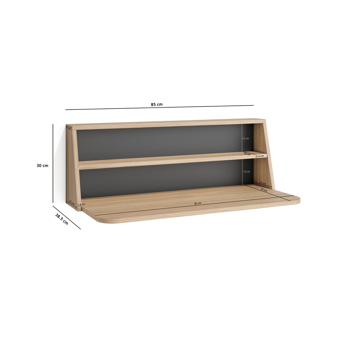 Bureau mural en placard, NOOK chêne doré, HERDASA