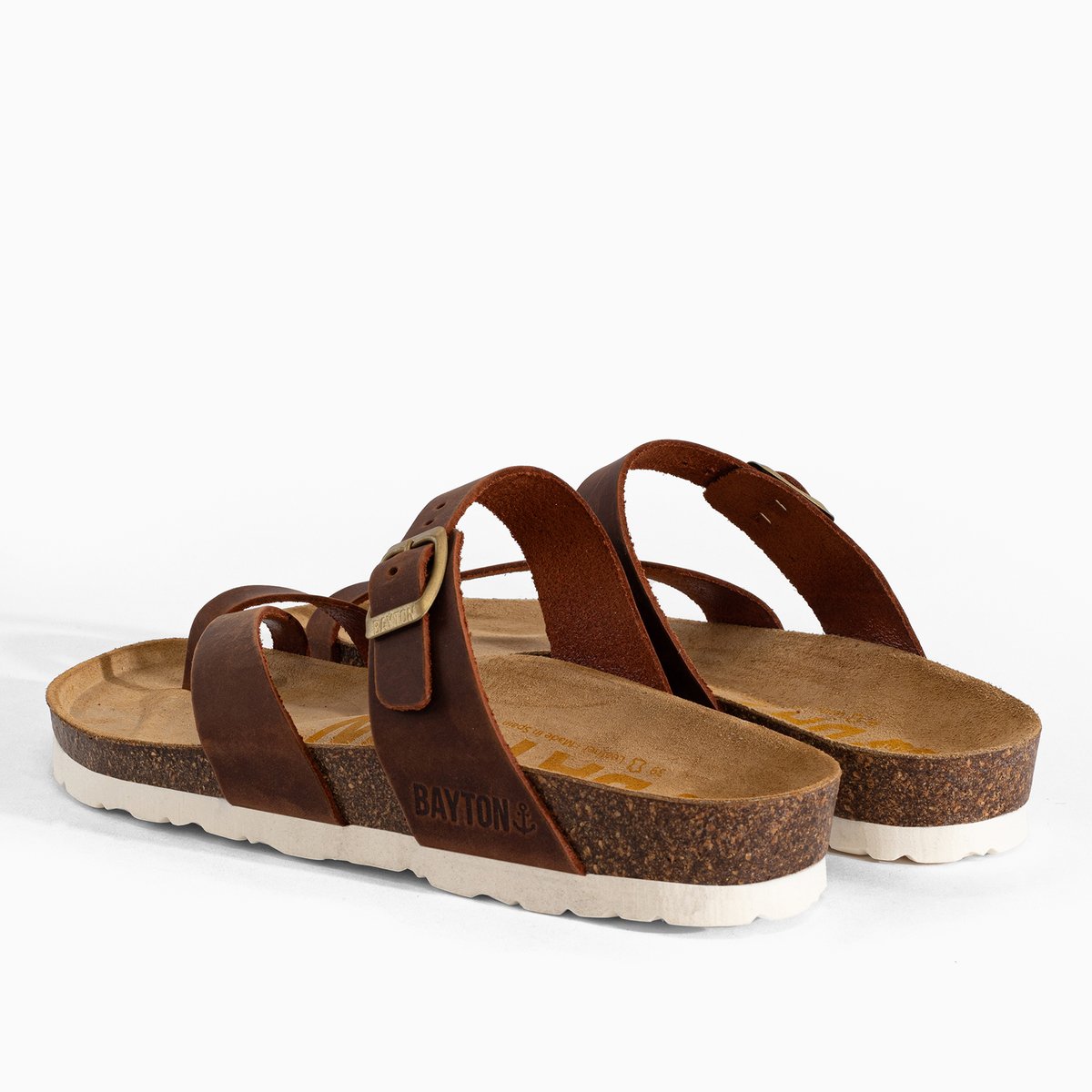 Tongs en cuir DIANE marron, BAYTON