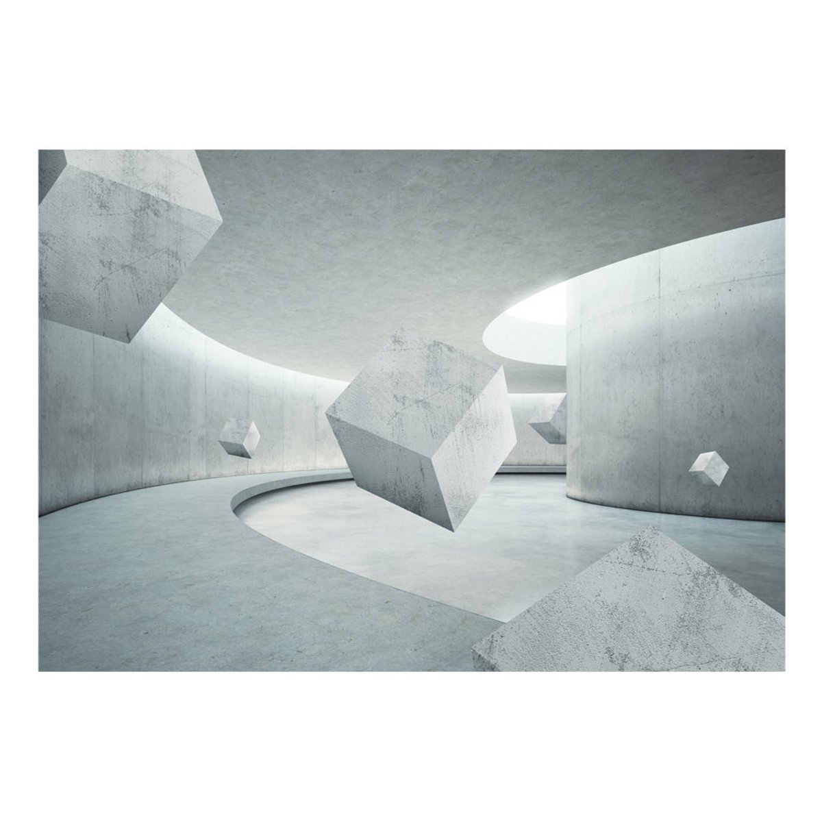 Papier peint intissé panoramique 3D et Perspective Geometry of the Cube gris / argent, EDEN