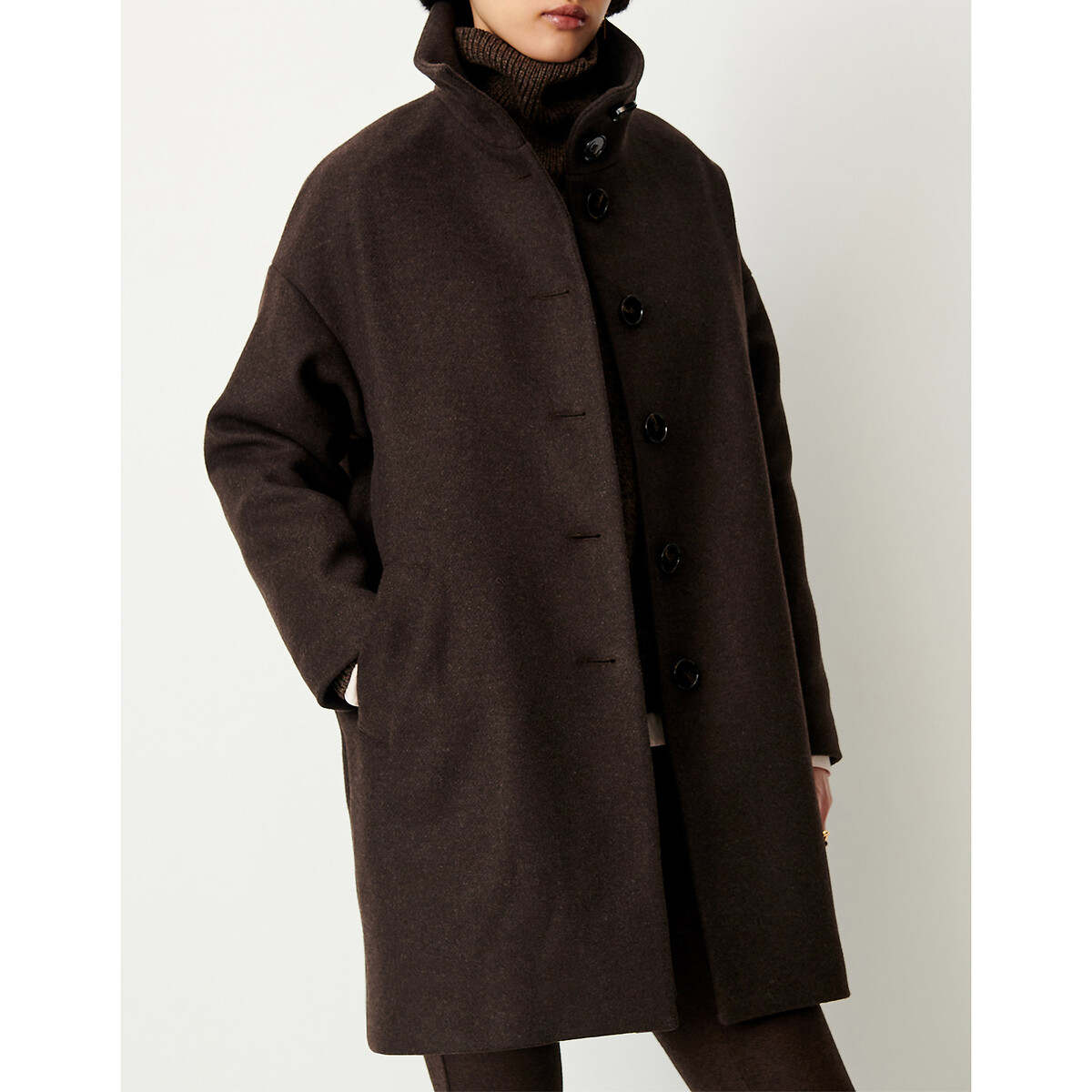 Cappotto di media lunghezza in misto lana, PARADISE ebano, SESSUN