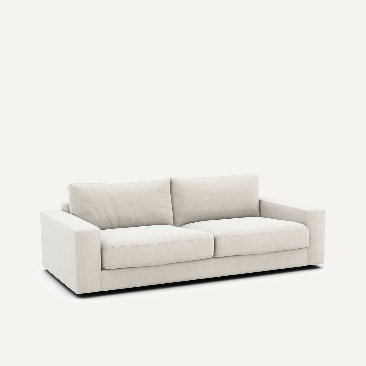 Canapé convertible 3 places, en velours chenille, Skander blanc, AM.PM
