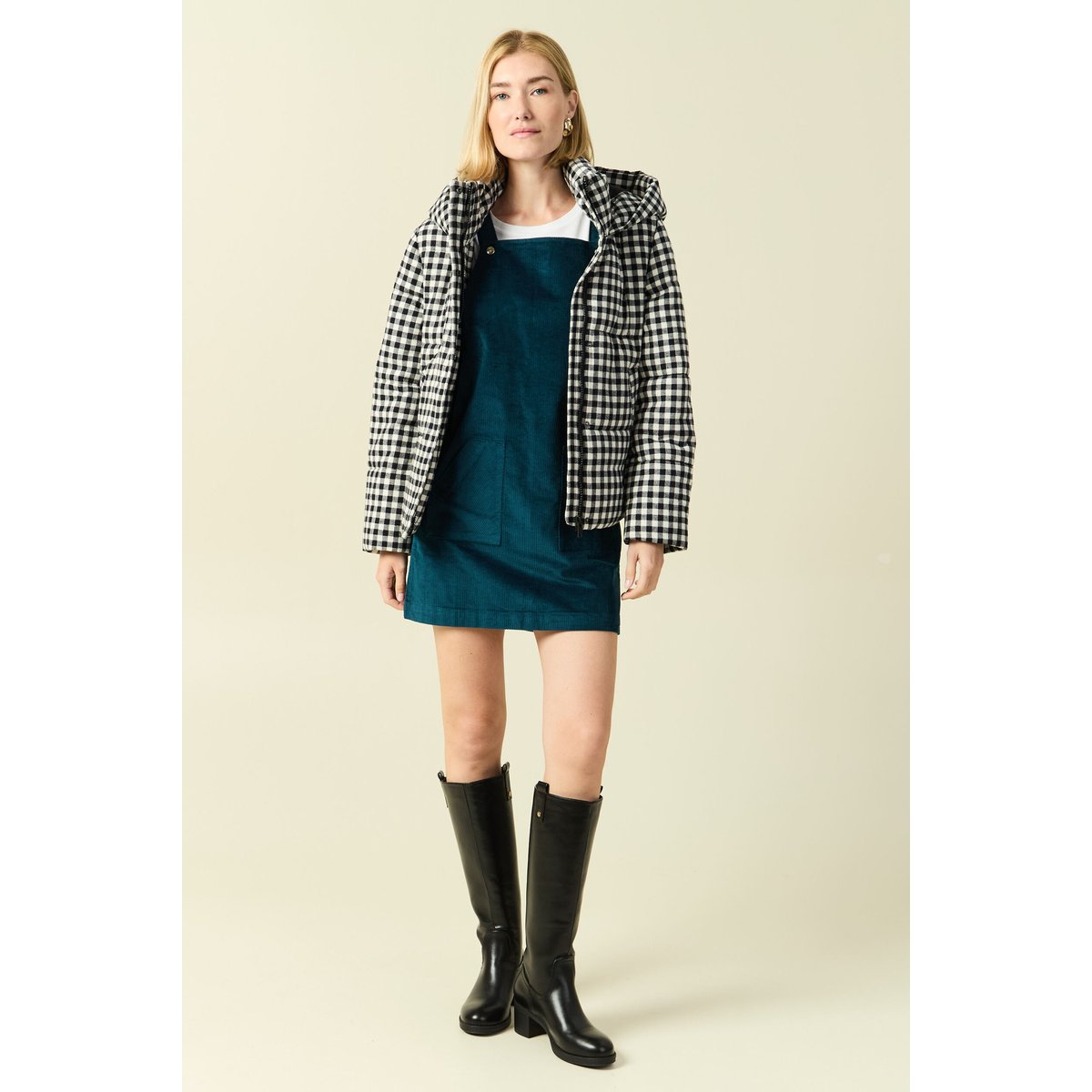 Robe sans manches en velours bleu canard, BONOBO