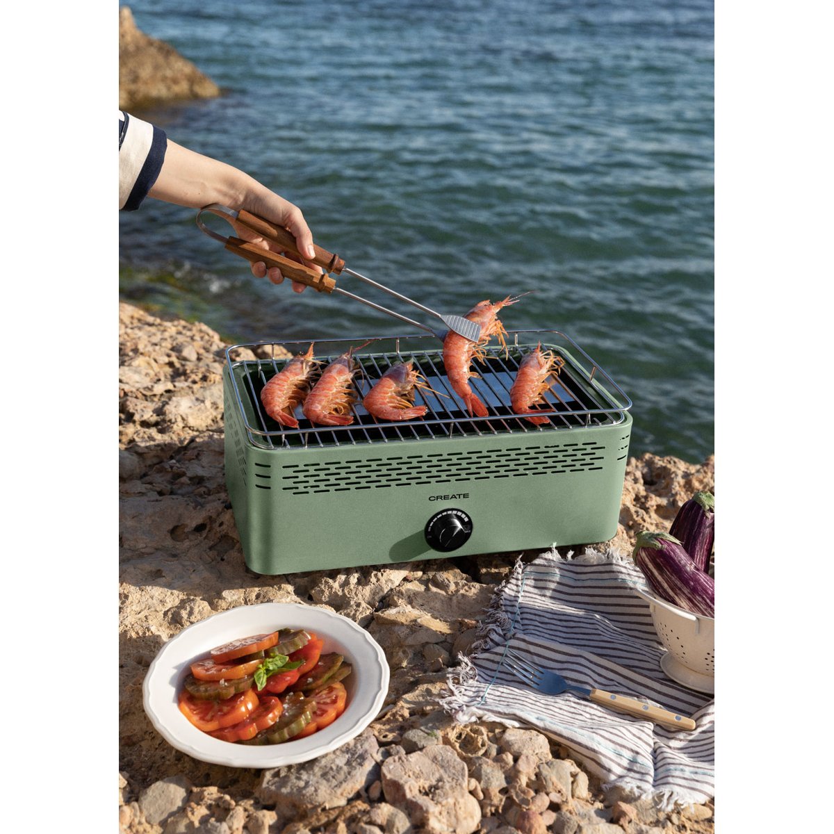 Barbecue portatif au charbon BBQ COMPACT vert, CREATE
