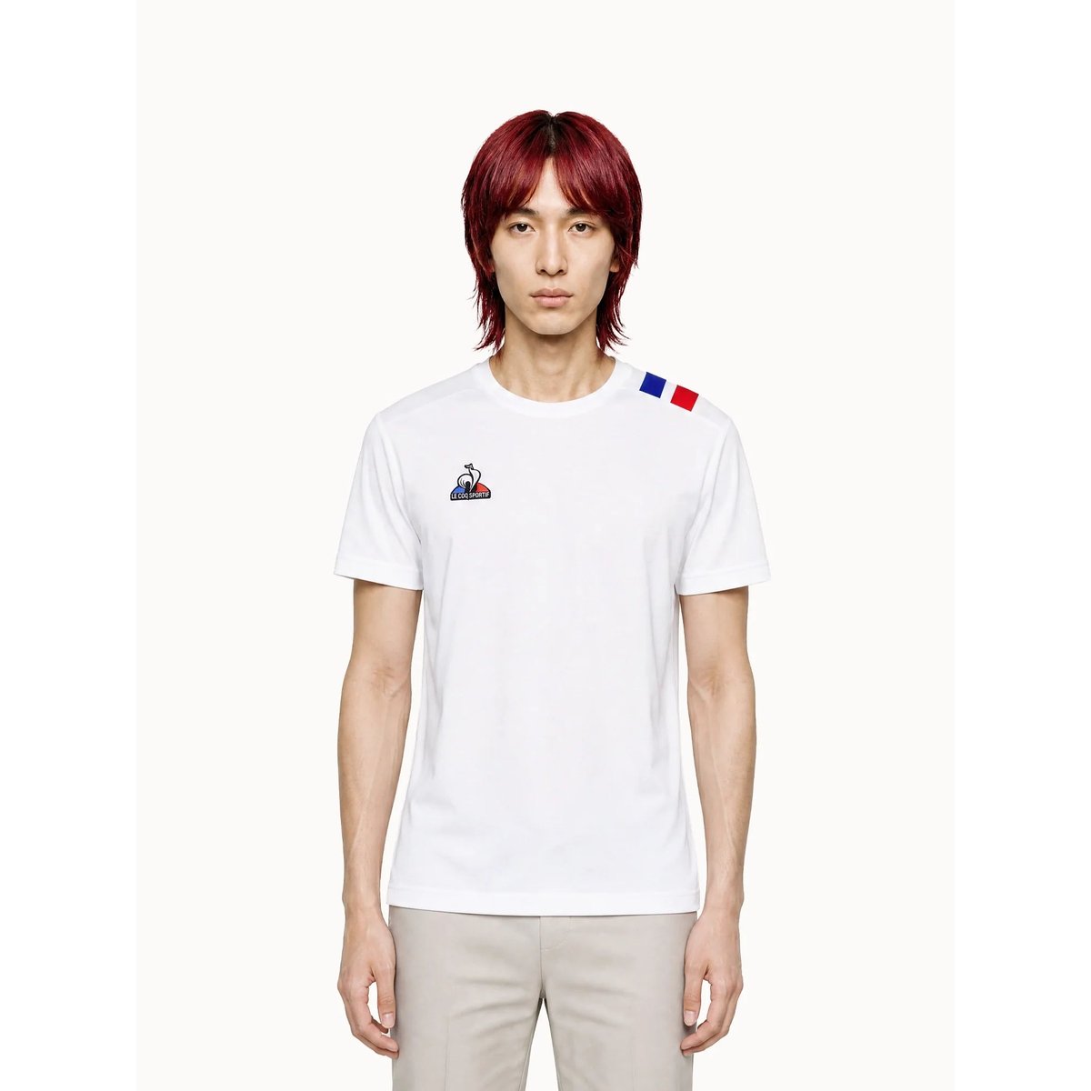 T-shirt avec détails tricolores Teamsport new optical white, LE COQ SPORTIF