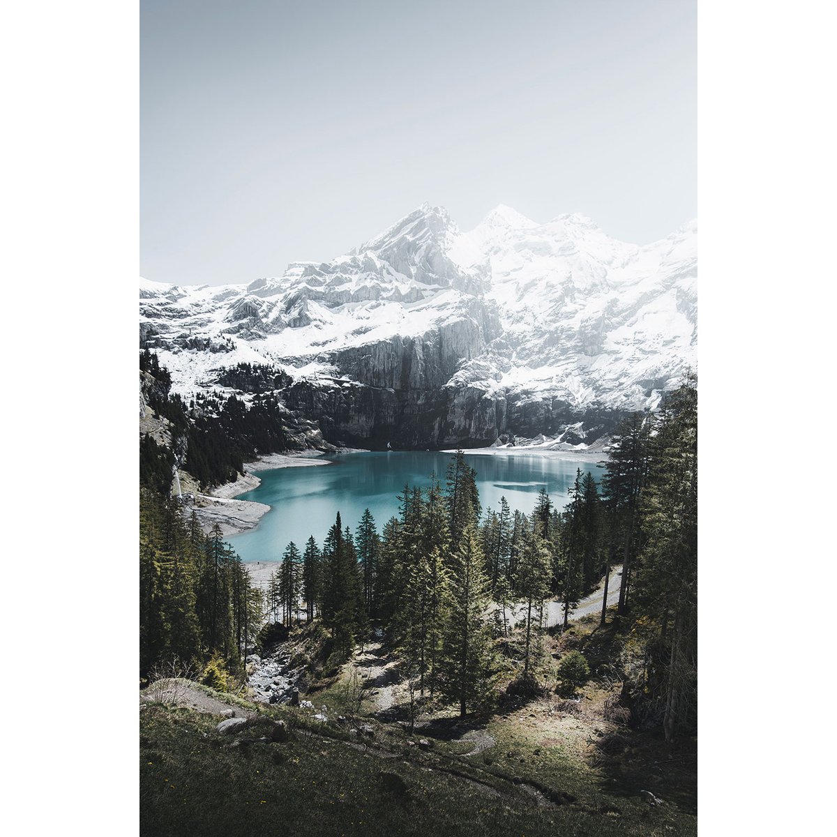 Tableau lac de ontagne au sommet tableau alu dibond, HEXOA