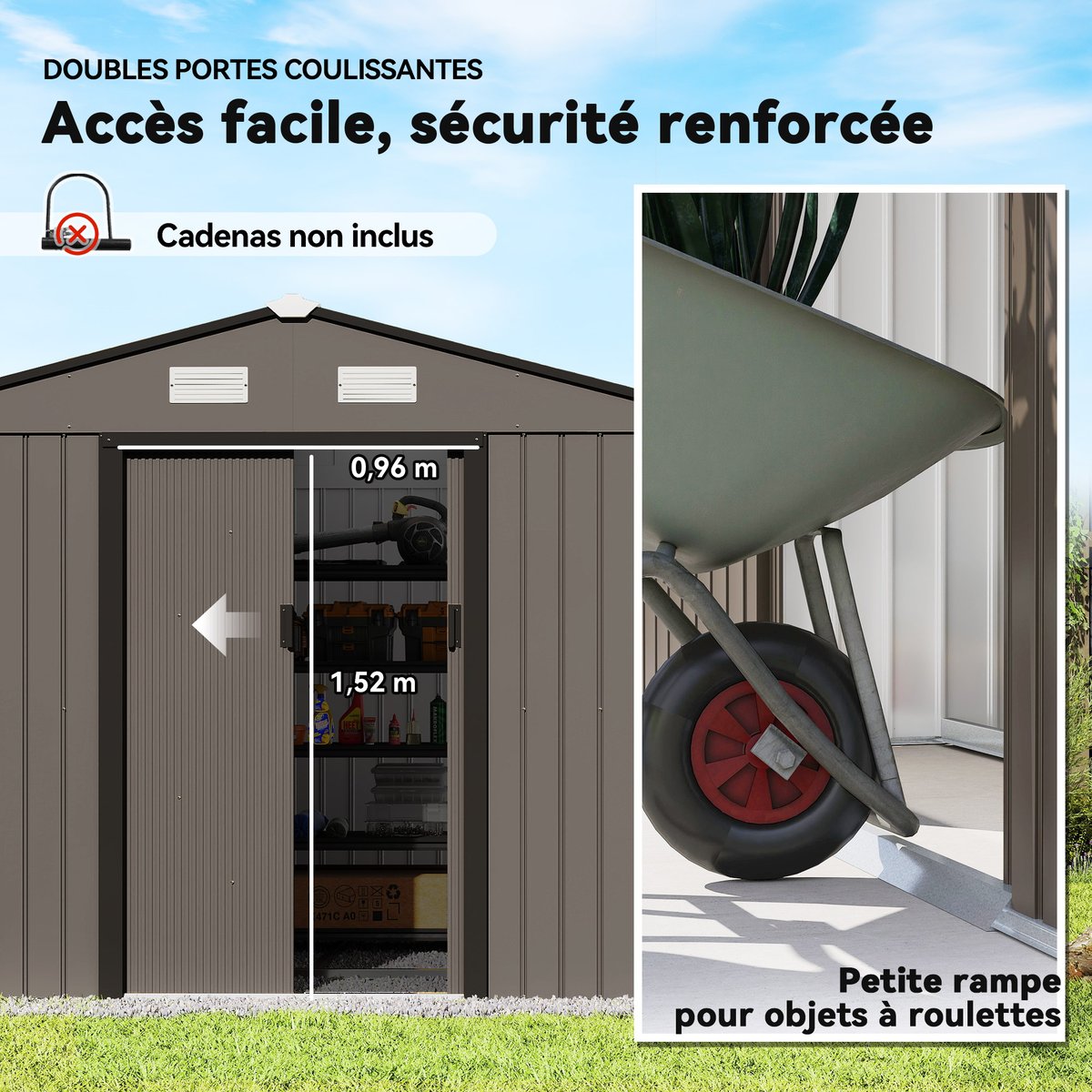 Abri de jardin Acier galvanisé Marron marron, OUTSUNNY