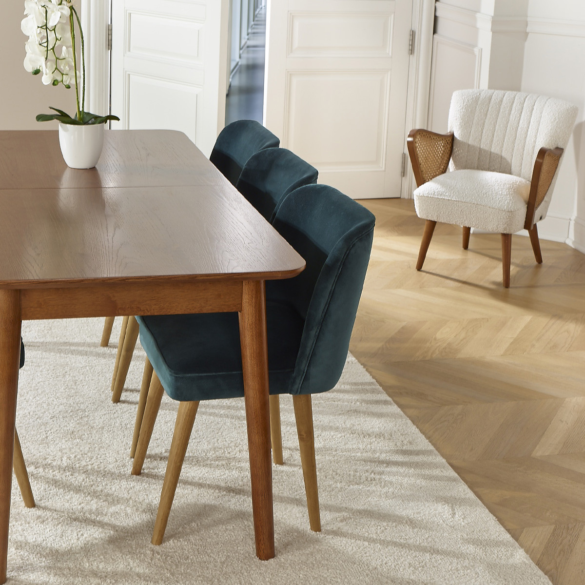 Table à manger rectangulaire style scandinave, 6 convives SOLO marron, ROBIN DES BOIS