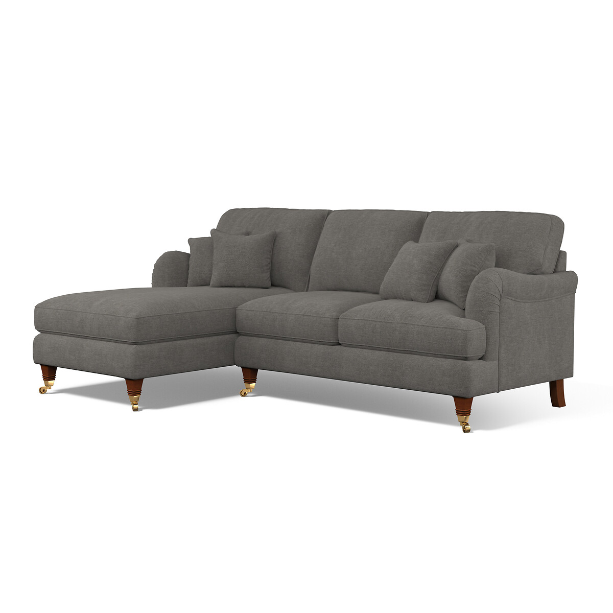 Emeline Soft Brushed Corner Chaise Sofa with Castor Legs (Left Facing) pewter, ÉDITÉ