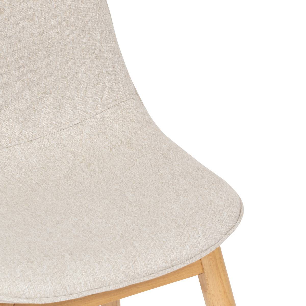 Chaise de bureau en tissu chiné et bois d'hévéa AYATI beige, ATMOSPHERA