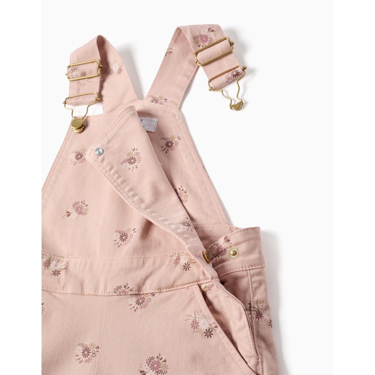 Salopette en sergé à jambe large avec motif floral rose clair, ZIPPY