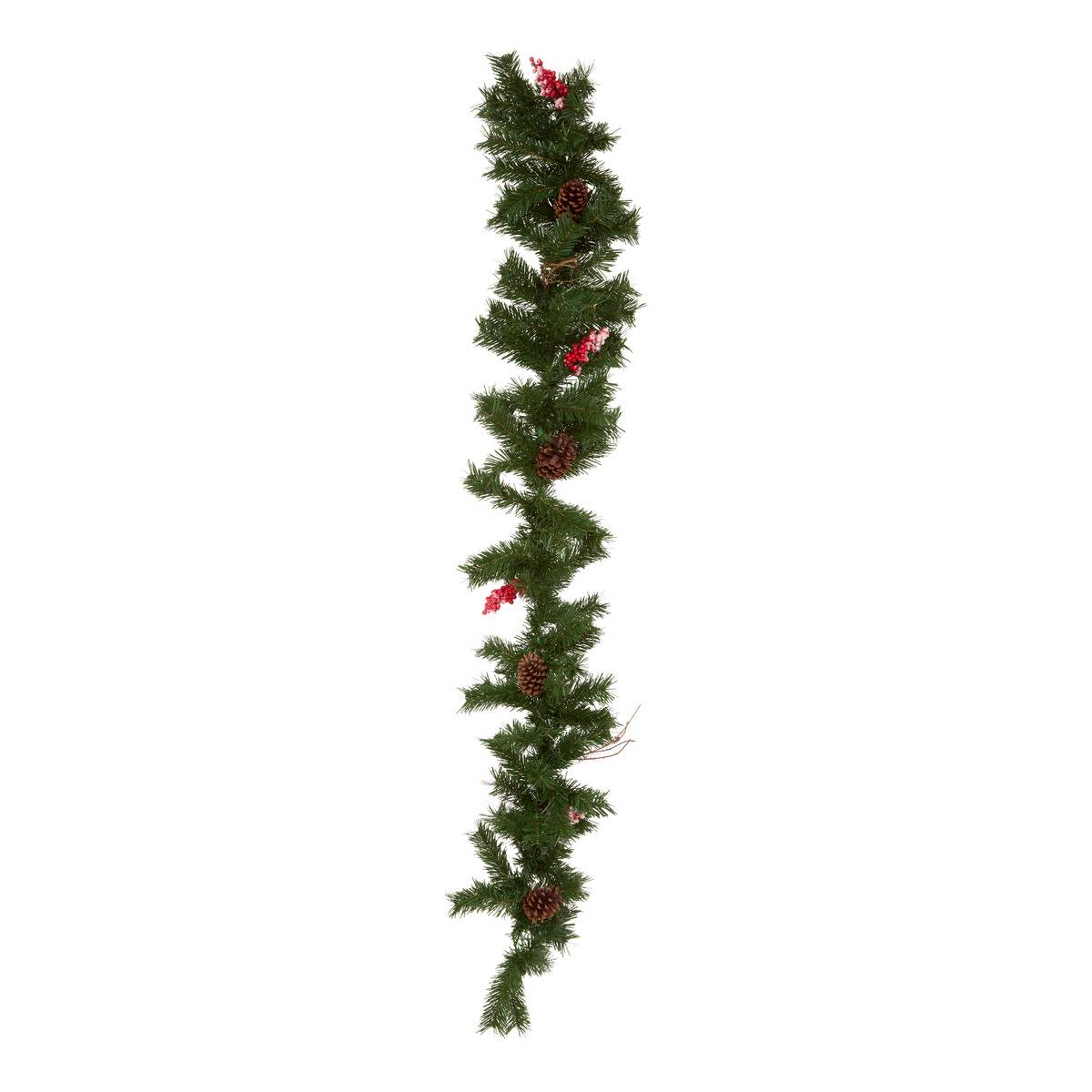 Guirlande de Noël naturelle baies rouges 180 cm vert, FEERIC LIGHTS & CHRISTMAS
