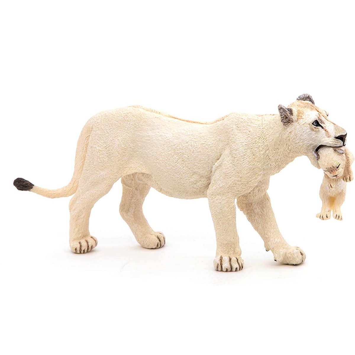 Figurine Lionne blanche avec son bébé lionceau blanc, PAPO