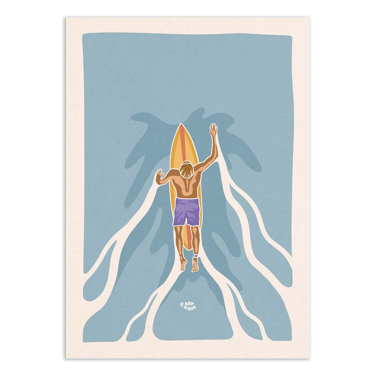 Affiche d'art - Paddling Surfer - Art Rider couleur unique, WALL EDITIONS