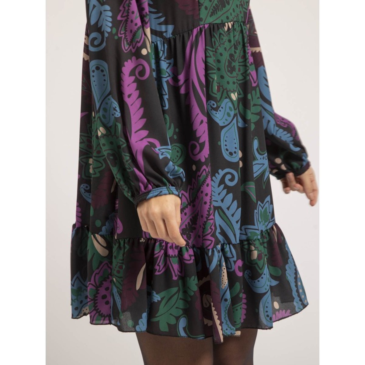 Robe Courte Motifs Illona noir, DONA LISA
