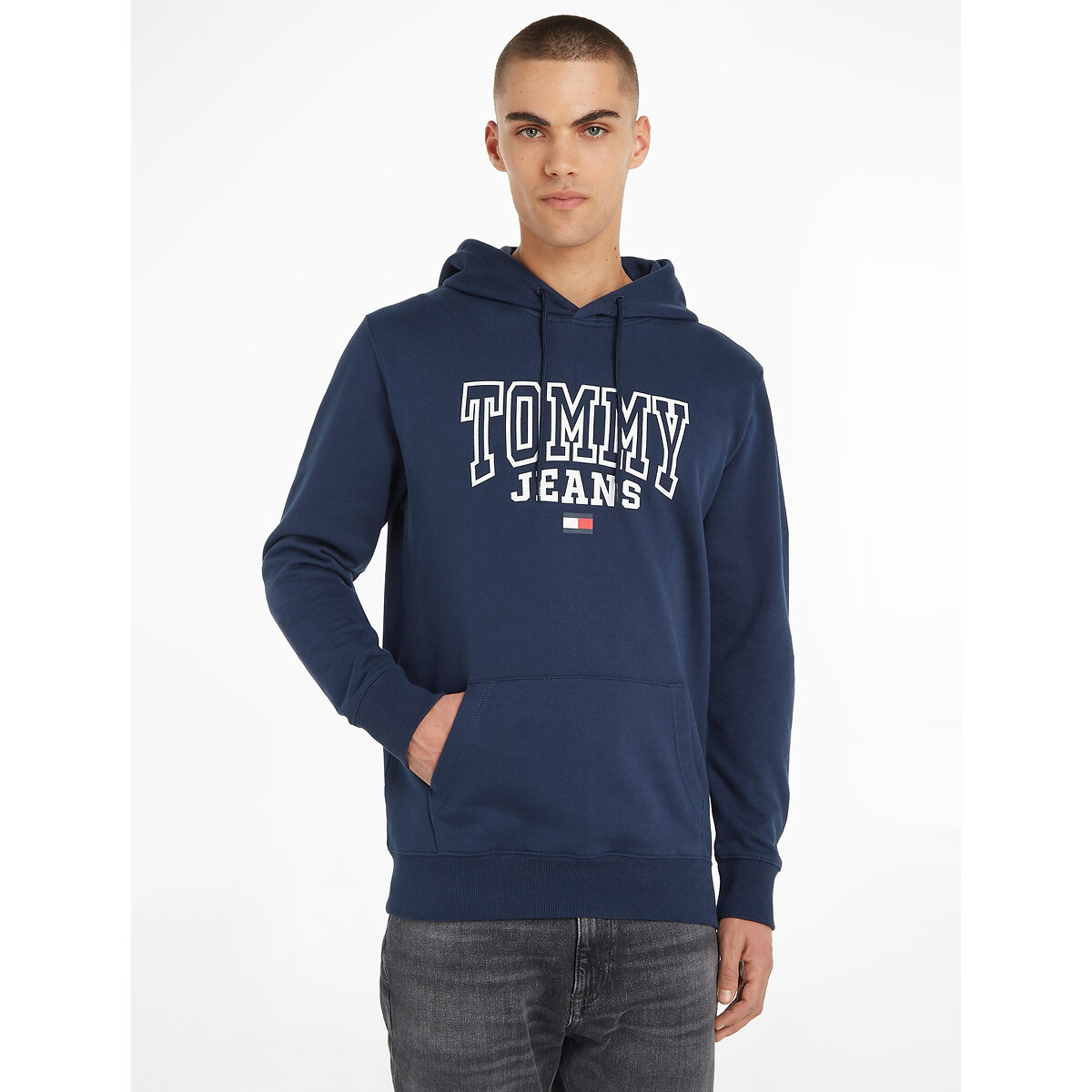 Colour block hoodie with embroidered logo green white Tommy Hilfiger La Redoute