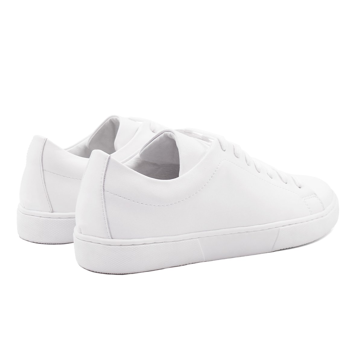 Tennis lacet cuir lisse blanc, JULES & JENN