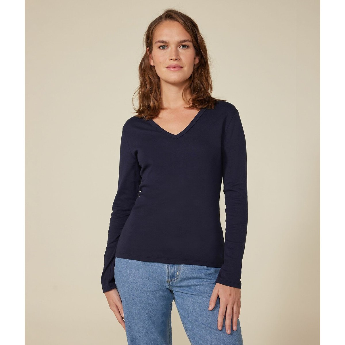 T-shirt l'Iconique manches longues marine, PETIT BATEAU