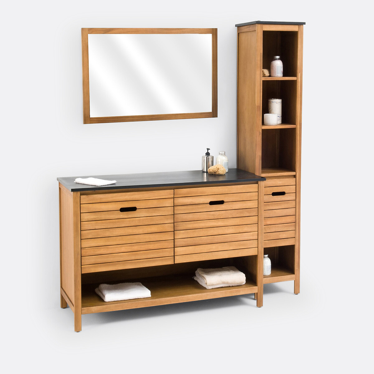 Meuble sous vasque Saturne, acacia, L120 cm acacia, LA REDOUTE INTERIEURS