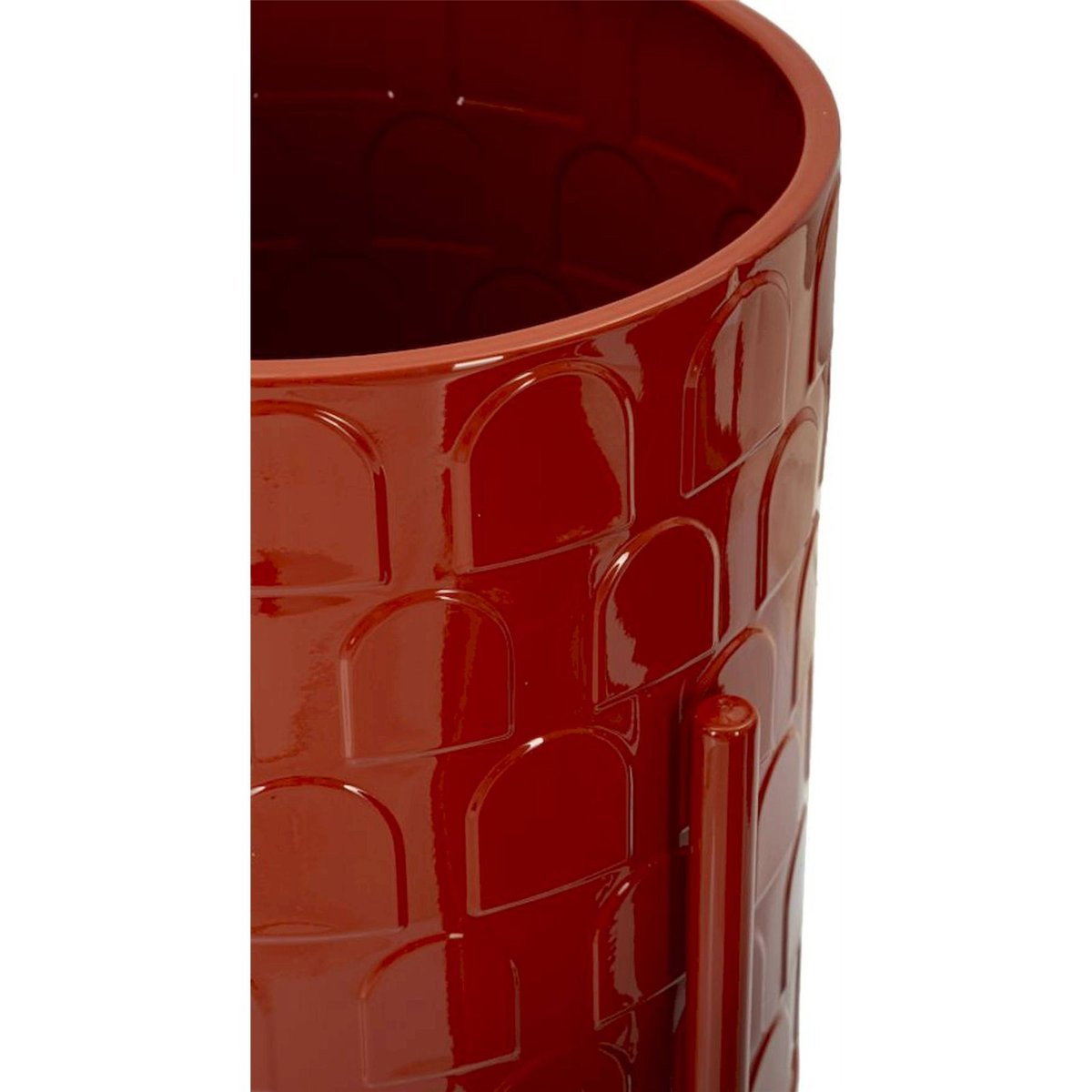 Cache-pots en fer motif arches sur pieds lot de 3 rouge brillant, RECOLLECTION
