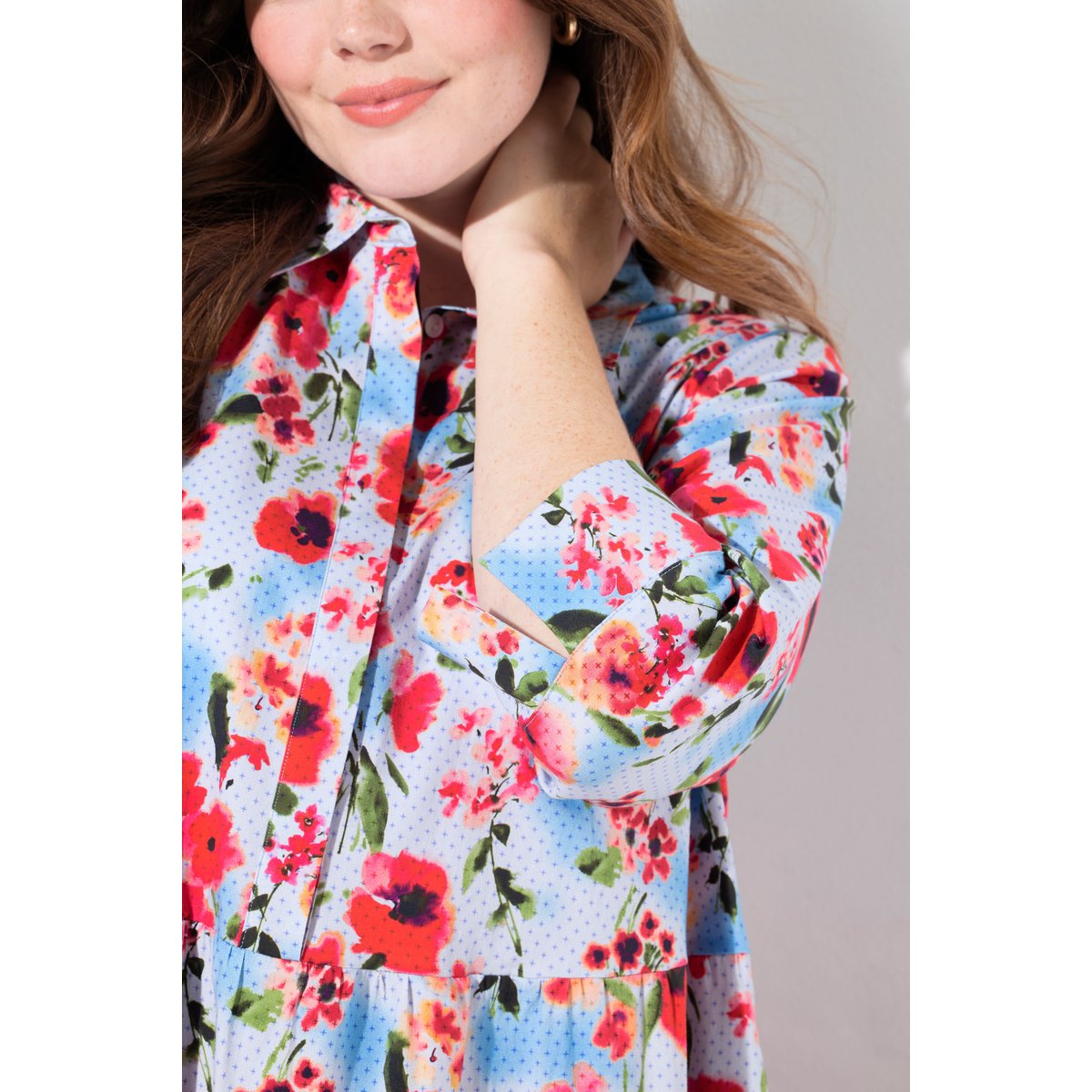 Robe chemisier imprimé coquelicots rouge pavot, ULLA POPKEN
