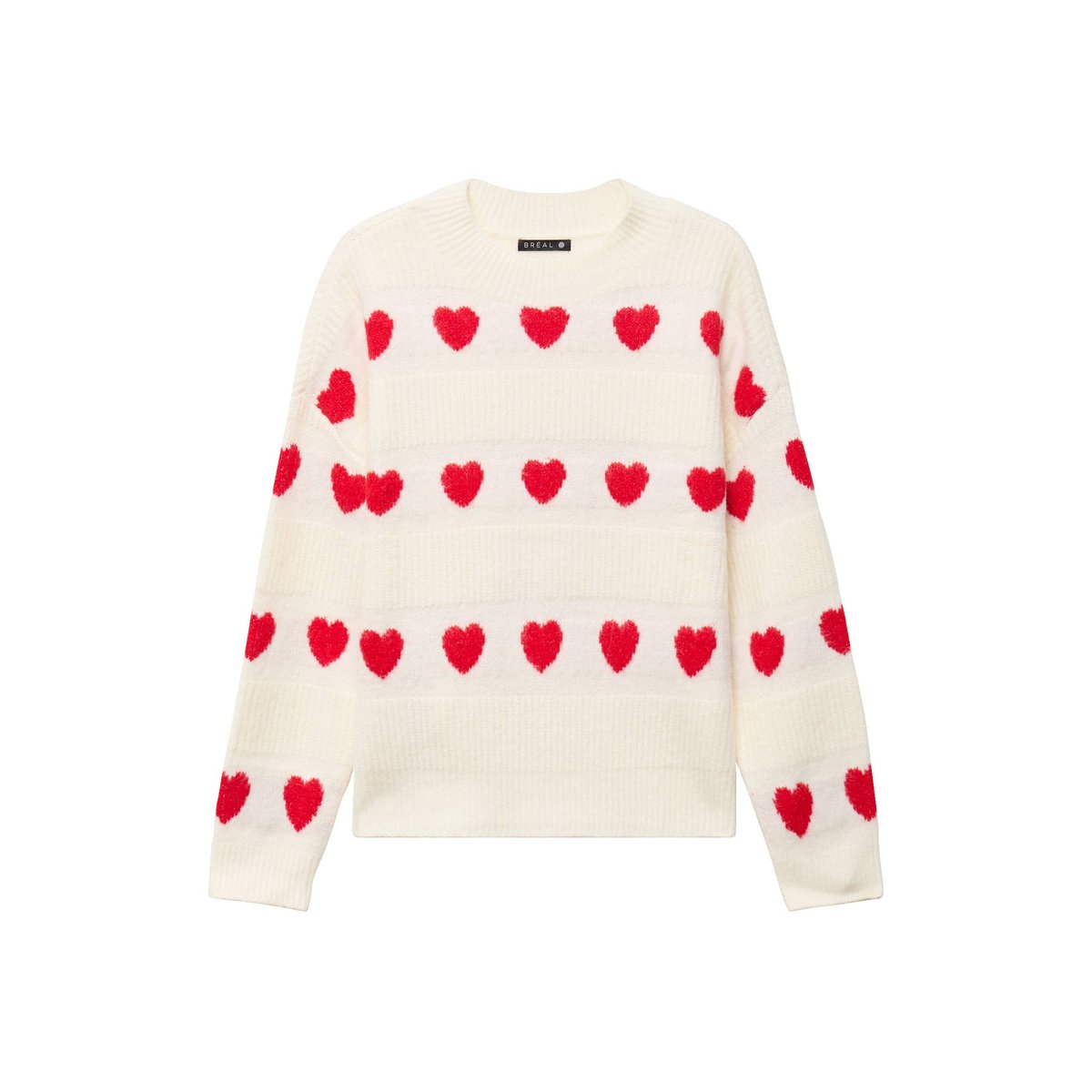 Pull col rond manches longues rouge, BREAL