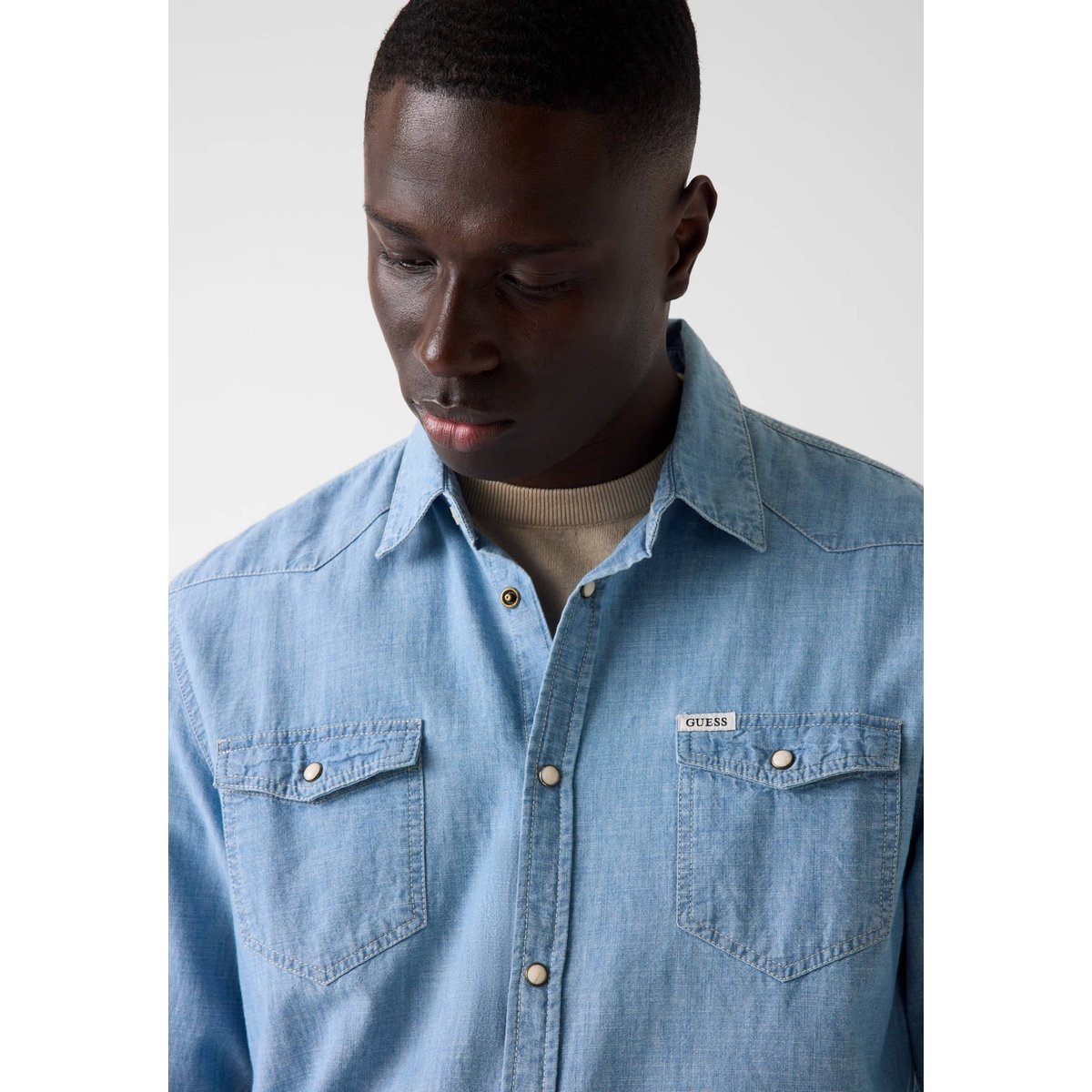 Chemise En Denim bleu clair, GUESS