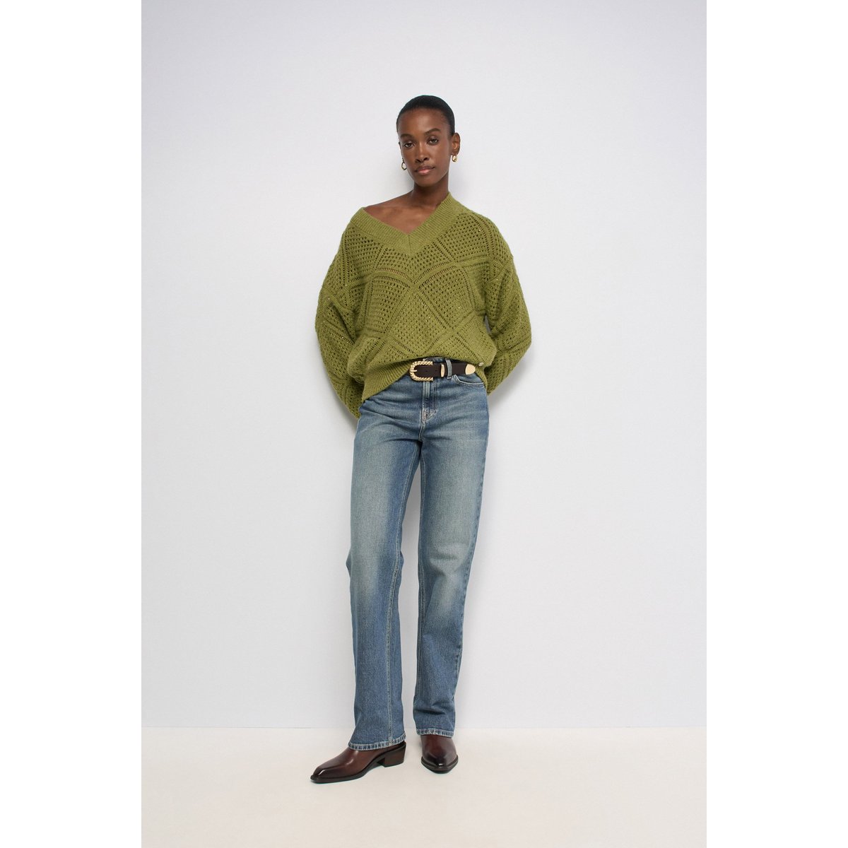 PULL EN MAILLE BRILLANTE rose, SALSA JEANS