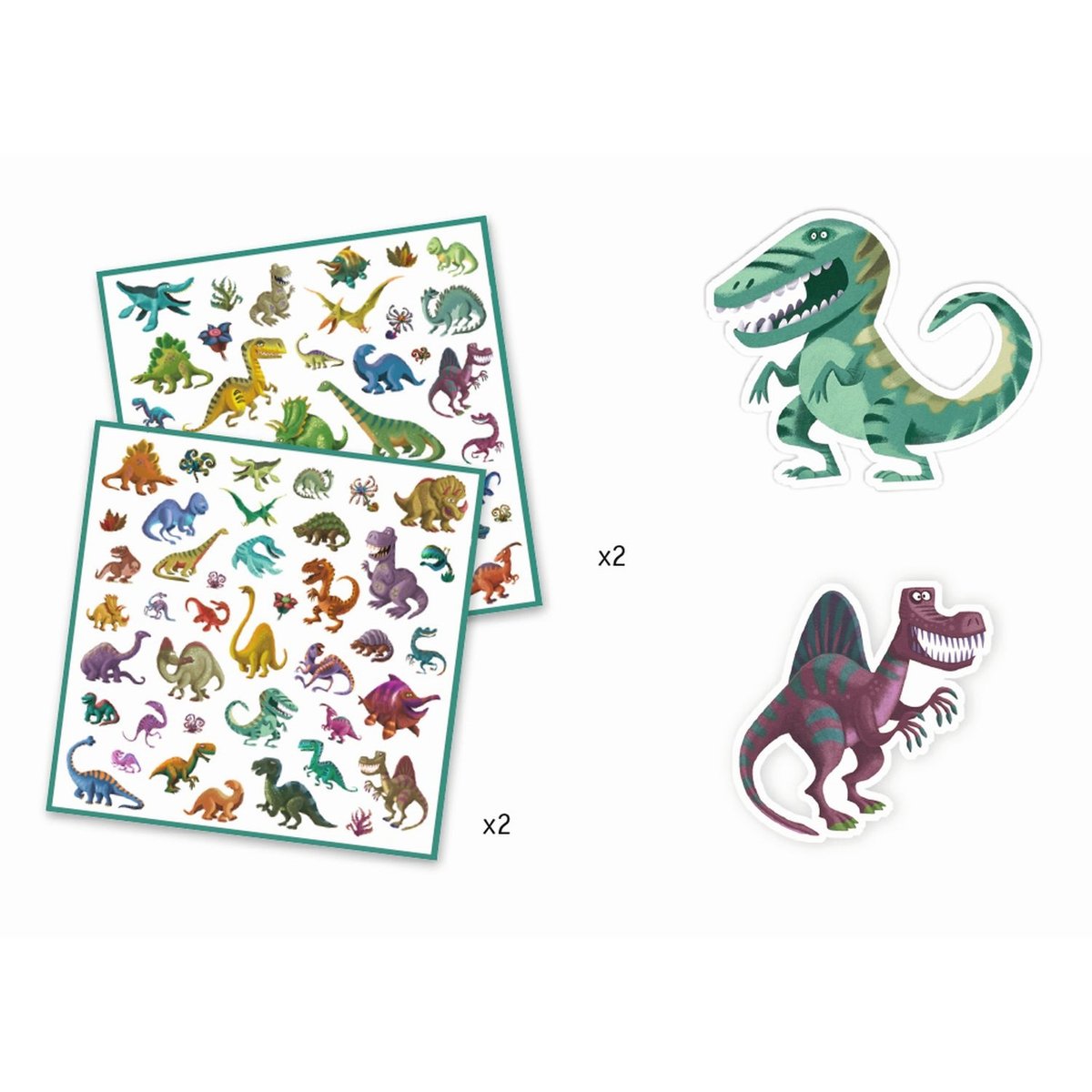 Stickers Autocollants Dinosaures rouge, DJECO