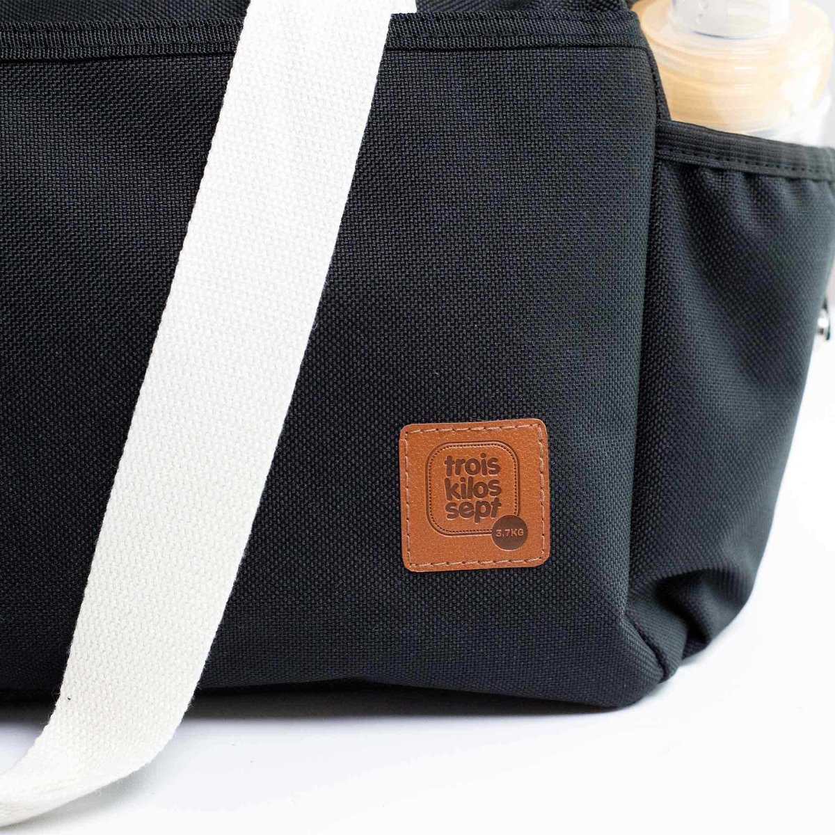 Sac à langer à bandoulière noir, TROIS KILOS SEPT