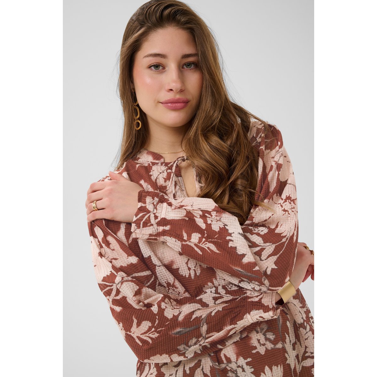 Blouse à manches longues blanc brandy flower, CREAM