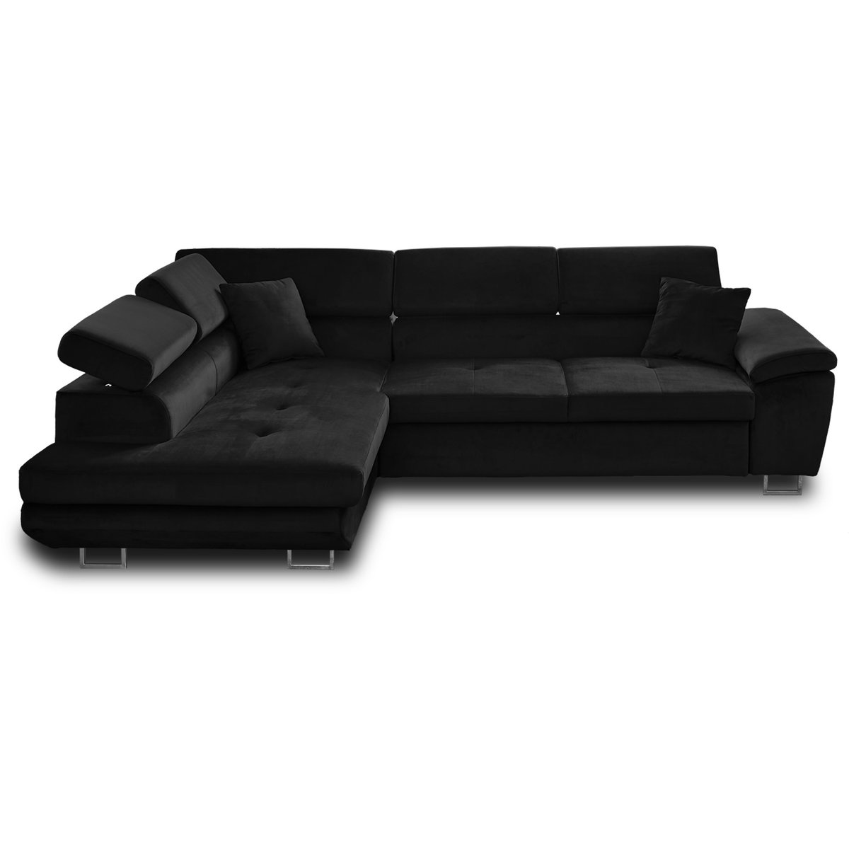 Canapé d'angle gauche convertible 5 places, DIMAS noir, BEST MOBILIER