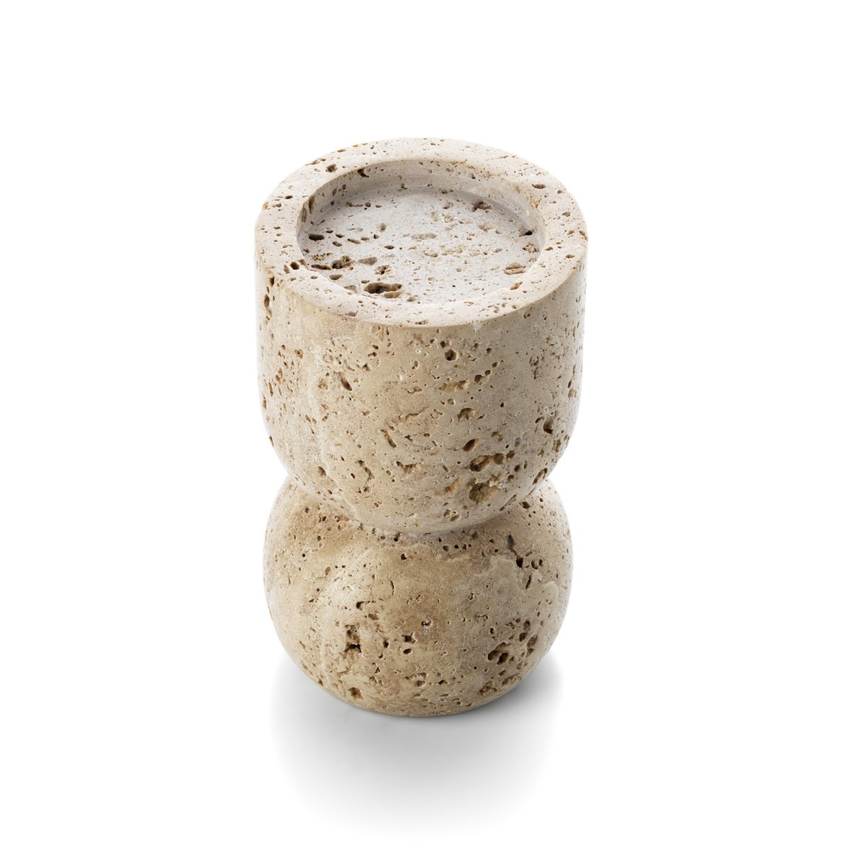 Bougeoir en travertin TRAVERTINE VESSEL beige, BAZAR BIZAR