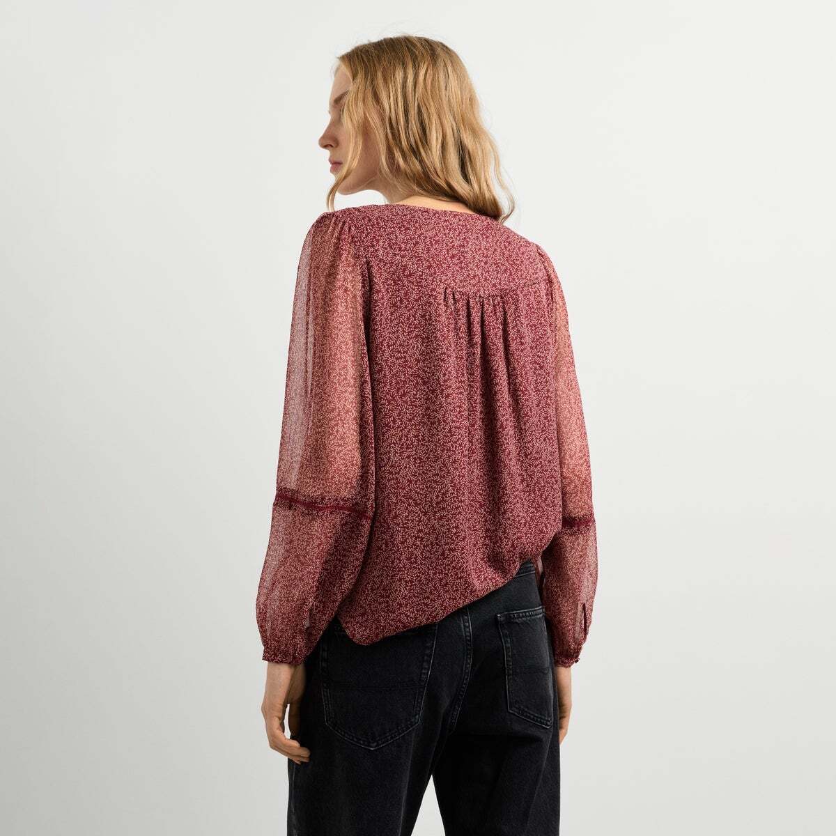 Blouse Fluide À Imprimé Floral rouge russe, PEPE JEANS