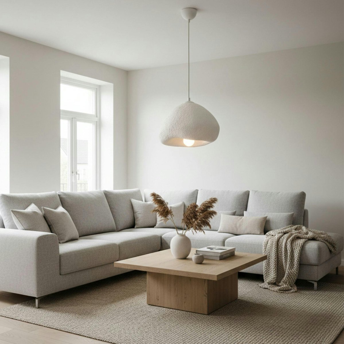 Suspension blanche design organique 1 abat-jour 32 cm NOXIS blanc, PIER IMPORT