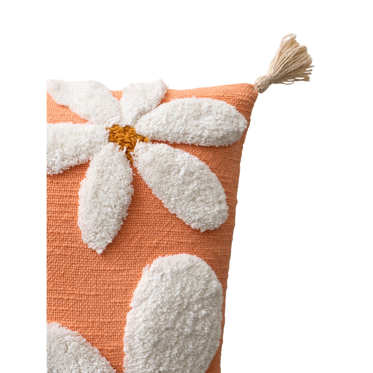 Coussin Marguerite à pompons orange, VERTBAUDET