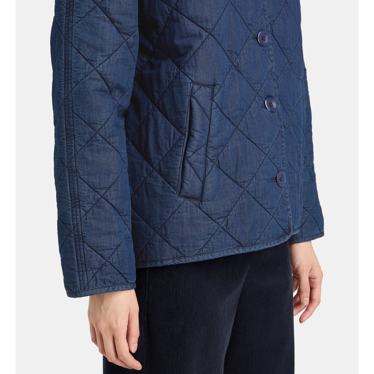 Veste droite matelassée orion coton bleu jean foncé, JODHPUR