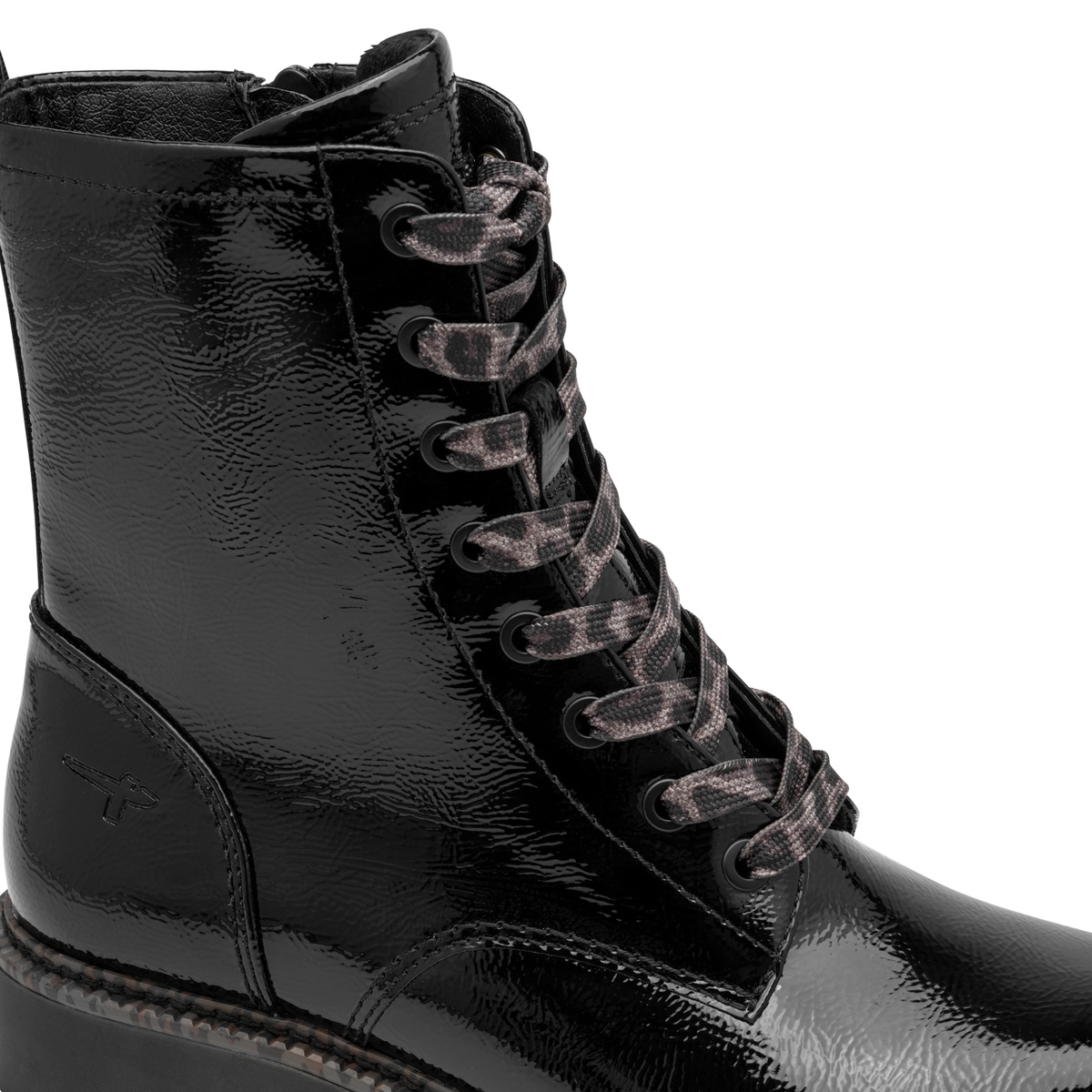 Bottine talon bloc noir laque, TAMARIS